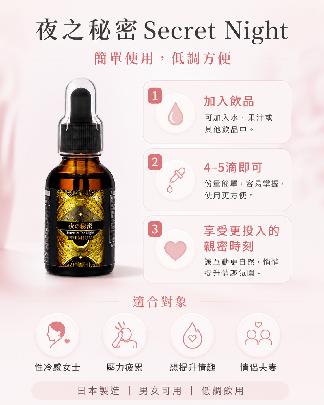 夜之秘密Secret Night 最強增慾口服液  熟客回購 日本製造 男女可用