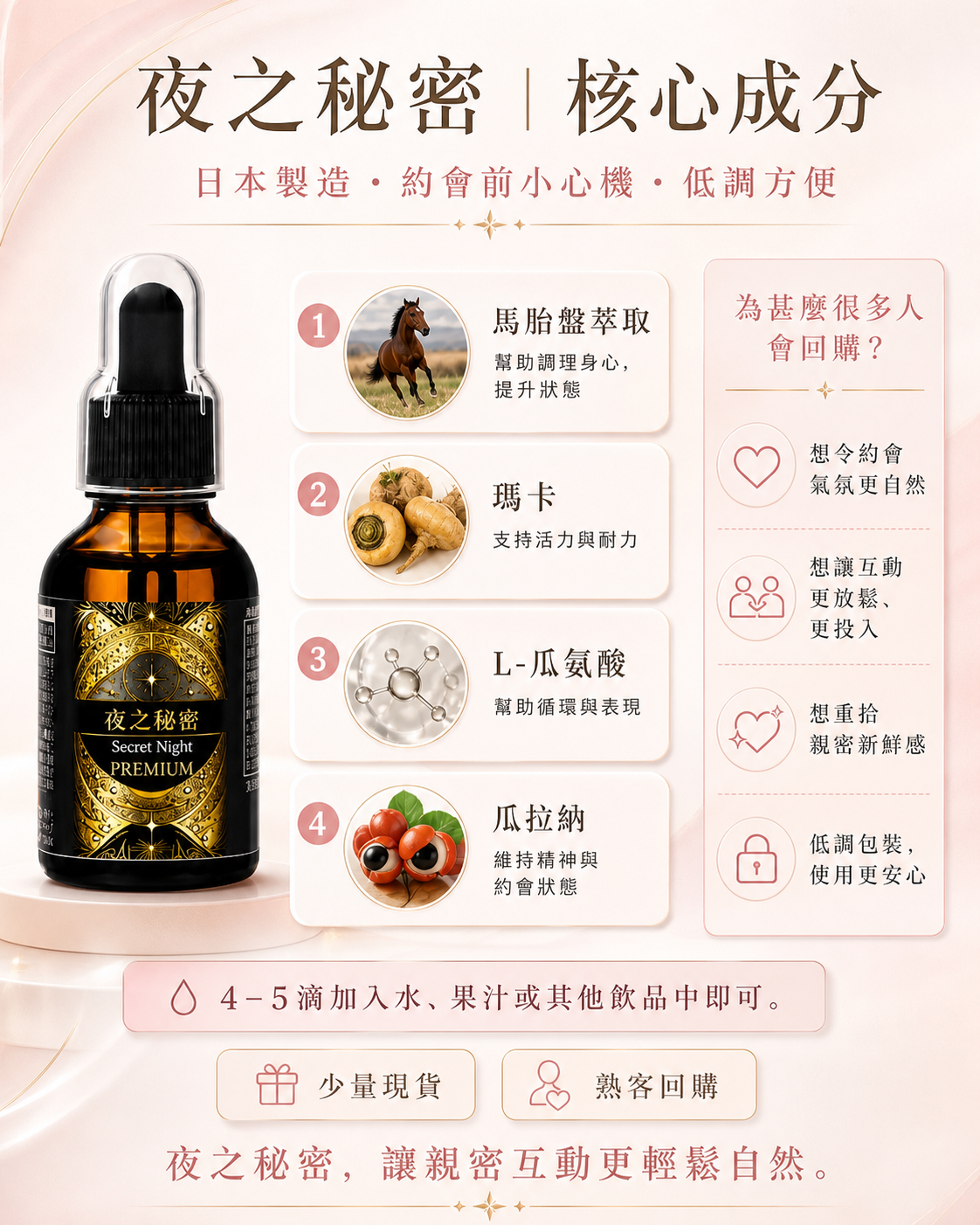 夜之秘密Secret Night 最強增慾口服液  熟客回購 日本製造 男女可用